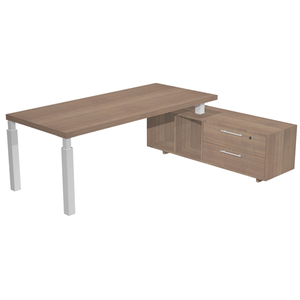 MD_96983 Scrivania direzionale Prestige Quadro - con mobile di servizio - 180 x 90 cm - ciliegio arabis/bianco - immagine 1