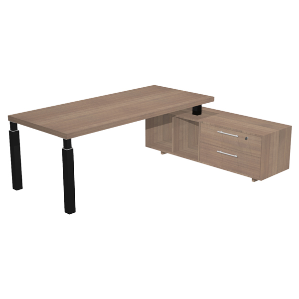 MD_96985 Scrivania direzionale Prestige Quadro - con mobile di servizio - 180 x 90 cm - ciliegio arabis/nero - immagine 1