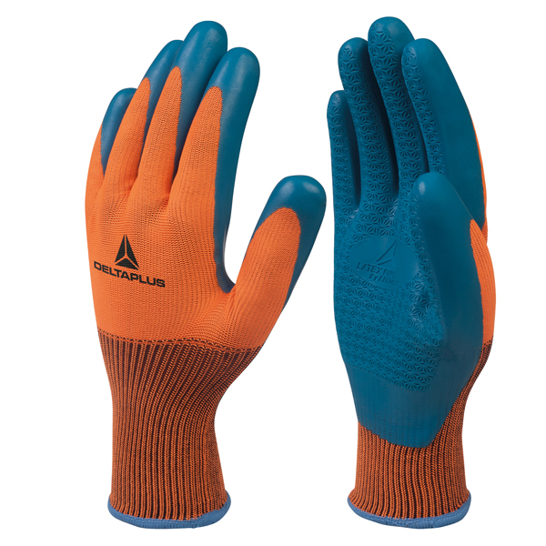 MD_97185 Guanti da lavoro VE733 - taglia 07 - arancio/blu - Deltaplus - immagine 1