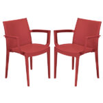 Sedia Venice - con braccioli - 59 x 51 x 80 cm - polipropilene - rosso - Grandsoleil - conf. 2 pezzi