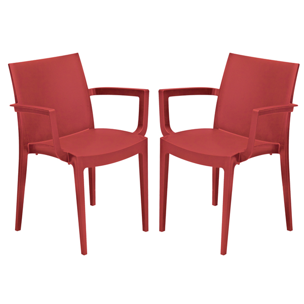 MD_97498 Sedia Venice - con braccioli - 59 x 51 x 80 cm - polipropilene - rosso - Grandsoleil - conf. 2 pezzi - immagine 1