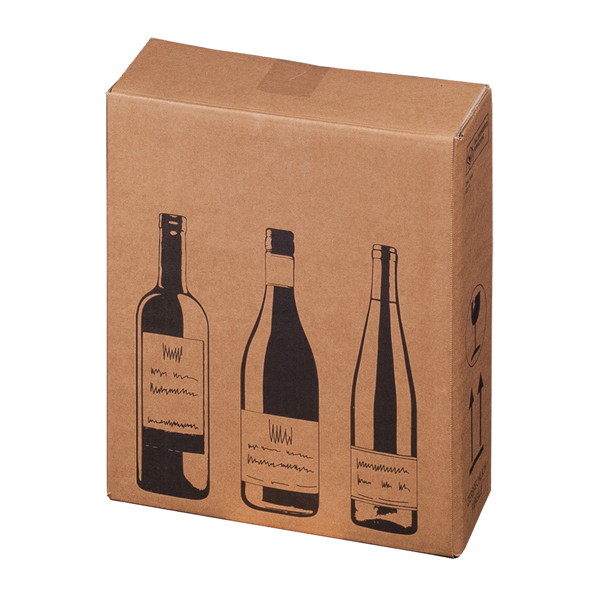 MD_97526 Scatola Wine Pack - 3 bottiglie - 30,5 x 10,8 x 36,8 cm - cartone doppia onda - avana - Bong Packaging - conf. 10 pezzi - immagine 1