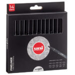 Astuccio Pin fineliner - nero - 14 gradazioni - Uni Mitsubishi - conf. 14 pezzi