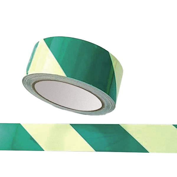 MD_98275 Nastro fotoluminescente adesivo - 4 cm x 10 m - giallo/strisce verdi - immagine 1