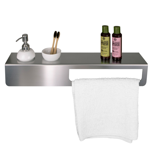 MD_98386 Mensola con portasalviette - 57 x 12 x 9 cm - acciaio inox - satinato - Laminart - immagine 1