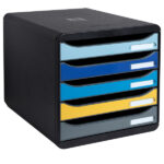Cassettiera Big Box Plus Bee Blue - 5 cassetti A4 - nero/multicolore - Exacompta