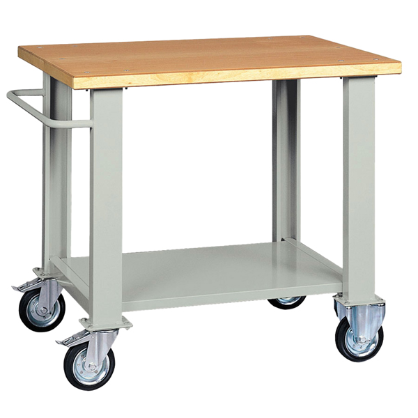MD_99086 Banco da lavoro - con ruote - 100 x 75 x 90 cm - grigio/legno - Tecnotelai - immagine 1