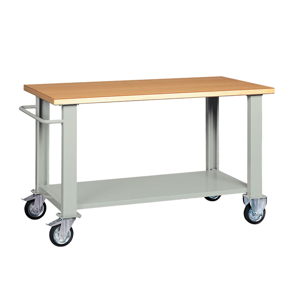 MD_99088 Banco da lavoro - con ruote - 200 x 75 x 90 cm - grigio/legno - Tecnotelai - immagine 1