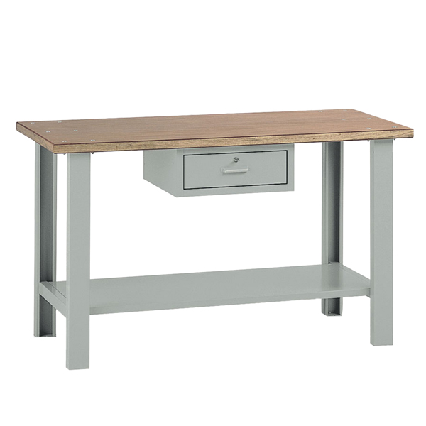 MD_99092 Banco da lavoro - con cassetto - 150 x 75 x 90 cm - grigio/legno - Tecnotelai - immagine 1