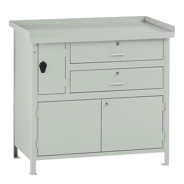 MD_99095 Banco da lavoro - con 2 cassetti e 1 vano - 100 x 67 x 90 cm - grigio - Tecnotelai - immagine 1