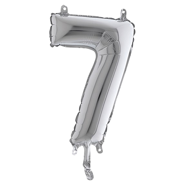 MD_99137 Palloncino - numero 7 - H 36 cm - mylar - argento - Big party - immagine 1