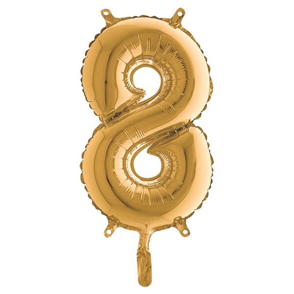 MD_99148 Palloncino - numero 8 - H 36 cm - mylar - oro - Big party - immagine 1
