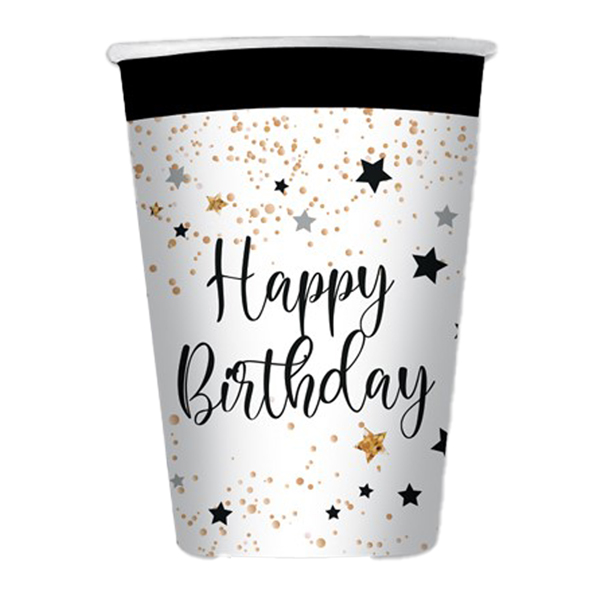 MD_99169 Bicchiere Happy Birthday - 200 ml - carta - Big Party - conf. 8 pezzi - immagine 1