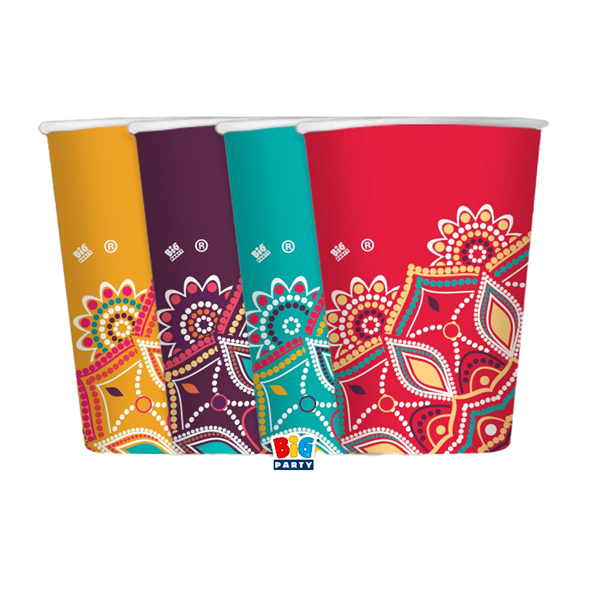 MD_99176 Bicchiere Mandala - 200 ml - carta - Big Party - conf. 8 pezzi - immagine 1