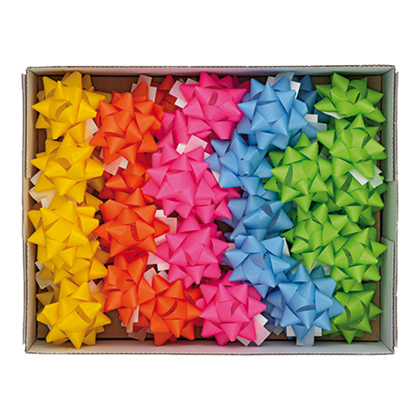 MD_99273 Stelle di nastro ecocolor - 20 mm x diam. 9 cm - colori assortiti primavera - Brizzolari - conf. 36 pezzi - immagine 1