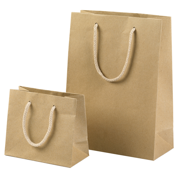 MD_99295 Shopper - maniglie cordino cotone - 22 x 29 + 10 cm - 160 gr - carta kraft - avana - PNP - conf. 12 pezzi - immagine 1