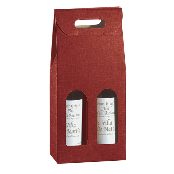 MD_99302 Scatola - 2 bottiglie - 18 x 9 x 38,5 cm - cartone seta - bordeaux - Scotton - immagine 1