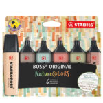 Evidenziatore Stabilo Boss NatureColors - tratto 2 + 5 mm - colori assortiti - Stabilo - astuccio 6 pezzi