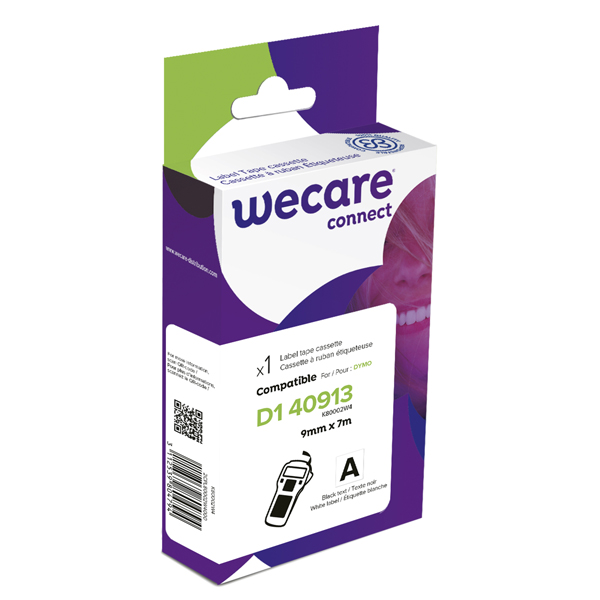 MD_ARMK80002 Armor - Nastro Compatibile per DYMO D1 - (9mmx7mt) Bianco/Nero - immagine 1