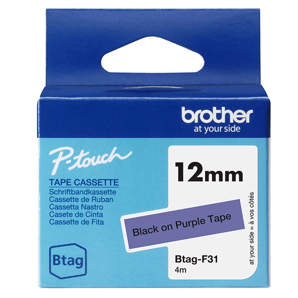 MD_BROBTAGF31 Brother - Nastro - Nero/Viola - BTAGF31 - 12mm x 4mt - immagine 1