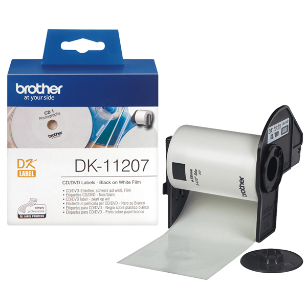 MD_BRODK11207 Brother - Rotolo 100 Etichette CD diametro 58mm - Nero/Bianco - DK-11207 - immagine 1