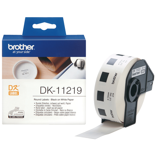 MD_BRODK11219 Brother - Rotolo 1200 Etichette circolari adesive diametro 12mm - DK-11219 - immagine 1