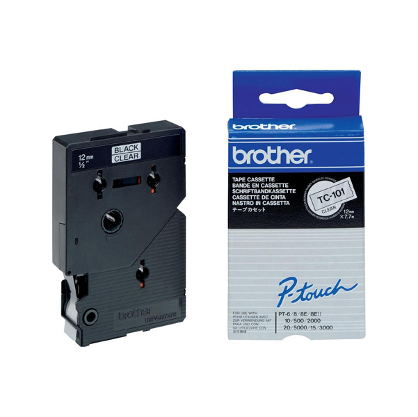 MD_BROTC101 Brother - Nastro - Trasparente/Nero - TC101 - 12mm x 7,7mt - immagine 1