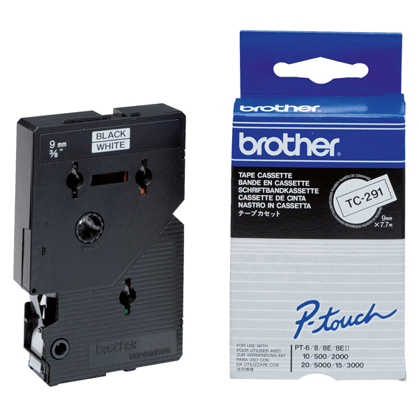 MD_BROTC291 Brother - Nastro - Nero/Bianco - TC291 - 9mm x7,7mt - immagine 1