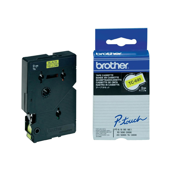 MD_BROTC691 Brother - Nastro - Nero/Giallo - TC691 - 9mm x7,7mt - immagine 1