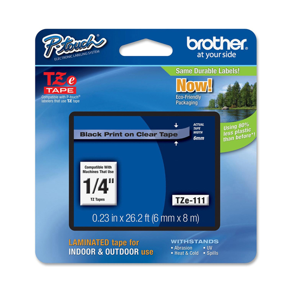 MD_BROTZE111 Brother - Nastro - Nero/Trasparente - TZE111 - 6mm x 8mt - immagine 1