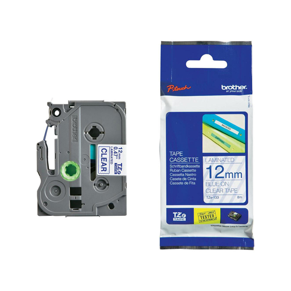 MD_BROTZE133 Brother - Nastro - Blu/Trasparente - TZE133 - 12mm x 8mt - immagine 1
