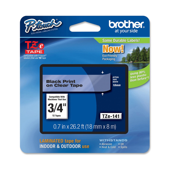 MD_BROTZE141 Brother - Nastro - Nero/Trasparente - TZE141 - 18mm x 8mt - immagine 1