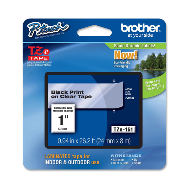 MD_BROTZE151 Brother - Nastro - Nero/Trasparente -TZE151 - 24mm x 8mt - immagine 1