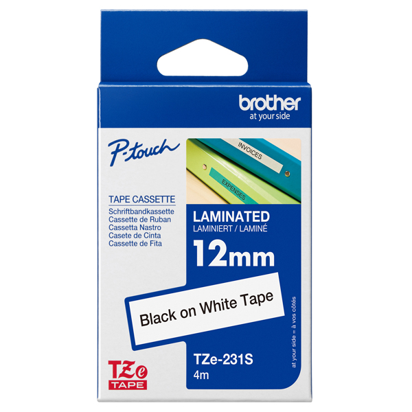 MD_BROTZE231S2 Brother - Nastro - Nero/Bianco - TZE231S - 12mm x 4mt - immagine 1