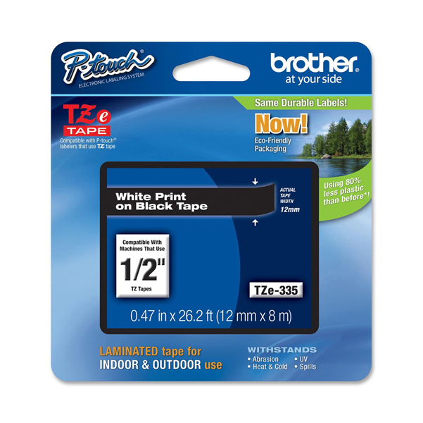 MD_BROTZE335 Brother - Nastro - Bianco/Nero - TZE335 - 12mm x 8mt - immagine 1