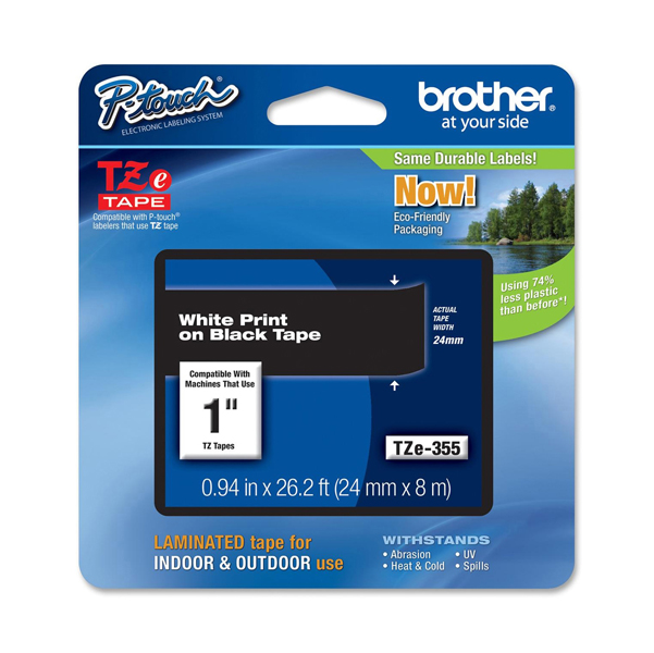 MD_BROTZE355 Brother - Nastro - Bianco/Nero - TZE355 - 24mm x 8mt - immagine 1