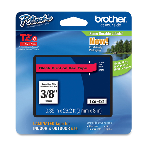 MD_BROTZE421 Brother - Nastro - Nero/Rosso - TZE421 - 9mm x 8mt - immagine 1