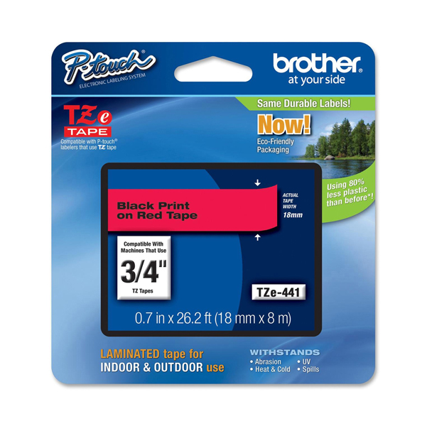 MD_BROTZE441 Brother - Nastro - Nero/Rosso - TZE441 - 18mm x 8mt - immagine 1