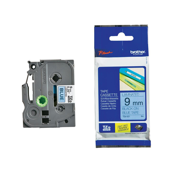 MD_BROTZE521 Brother - Nastro - Nero/Blu - TZE521 - 9mm x 8mt - immagine 1