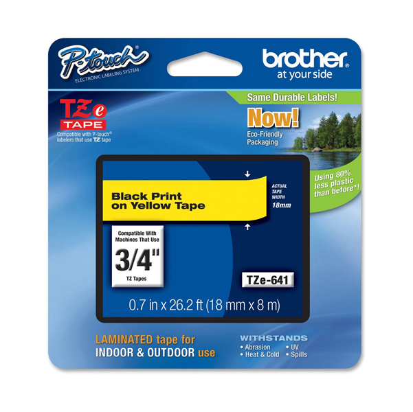 MD_BROTZE641 Brother - Nastro - Nero/Giallo - TZE641 - 18mm x 8mt - immagine 1