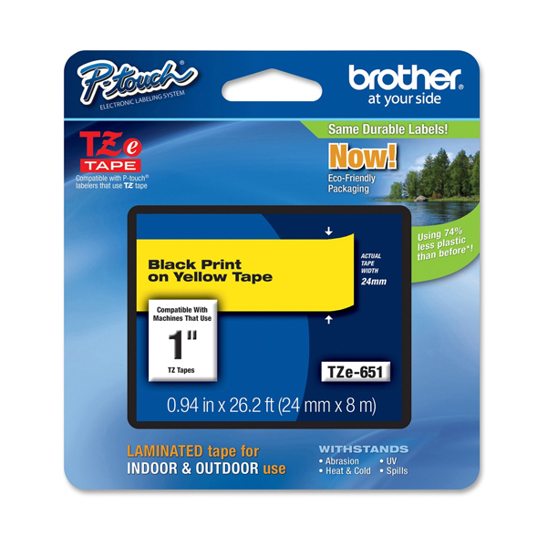 MD_BROTZE651 Brother - Nastro - Nero/Giallo - TZE651 - 24mm x 8mt - immagine 1