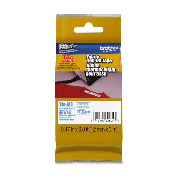 MD_BROTZEFA3 Brother - Nastro in tessuto stirabile - Blu/Bianco - TZEFA3 - 12mm x 3mt - immagine 1