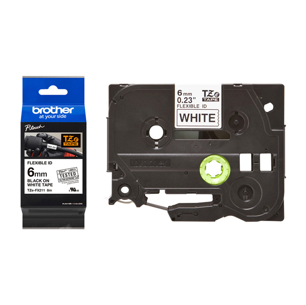 MD_BROTZEFX211 Brother - Nastro laminato flessibile - Nero / Bianco - TZEFX211 - 6mm x 8mt - immagine 1
