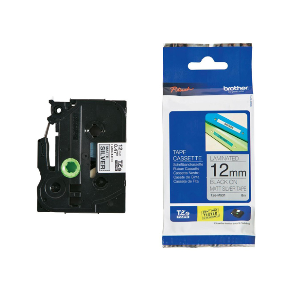 MD_BROTZEM931 Brother - Nastro metallizzato - Nero/argento opaco - TZEM931 - 12mm x 8mt - immagine 1