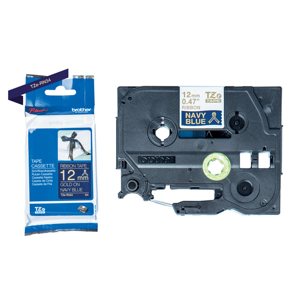 MD_BROTZERN34 Brother - Nastro - 12 mm x 4 mt - Oro / Blu - TZERN34 - immagine 1