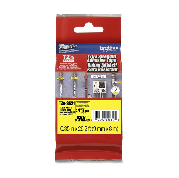 MD_BROTZES621 Brother - Nastro con adesivo resistente - Nero/Giallo - TZES621 - 9mm x 8mt - immagine 1