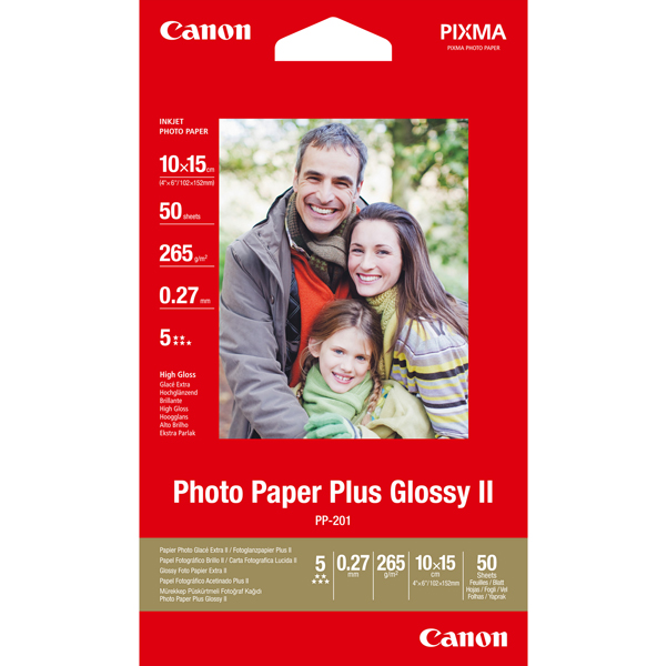 MD_CAN2311B003 Canon - Carta fotografia lucida PP-201 II Plus - 4 x 6 " - 50 Fogli - 2311B003 - immagine 1