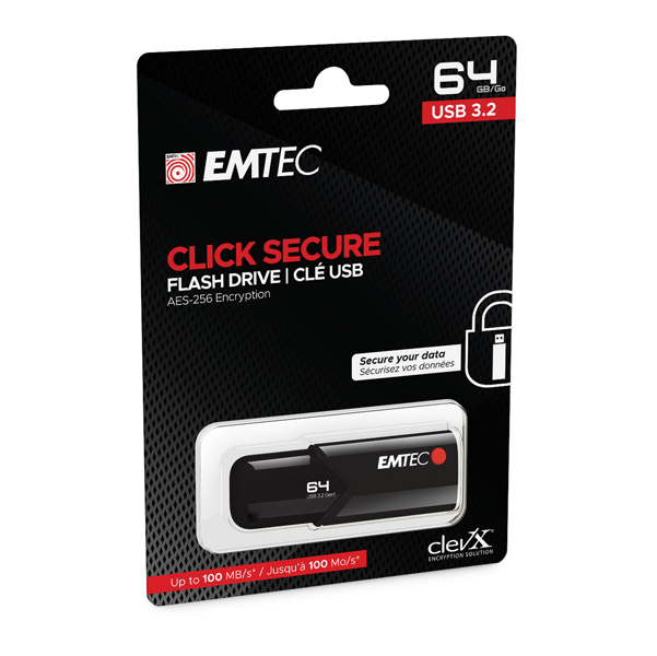 MD_EMTD64GB123 Emtec - Memoria USB B120 Click&Secure - ECMMD64GB123 - 64 GB - immagine 1