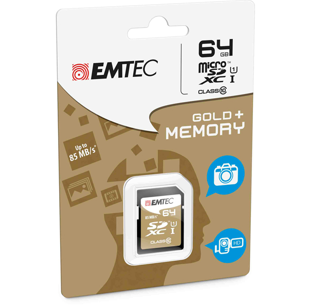 MD_EMTSD64GXC10GP Emtec - SDXC Class 10 Gold + - ECMSD64GXC10GP - 64GB - immagine 1