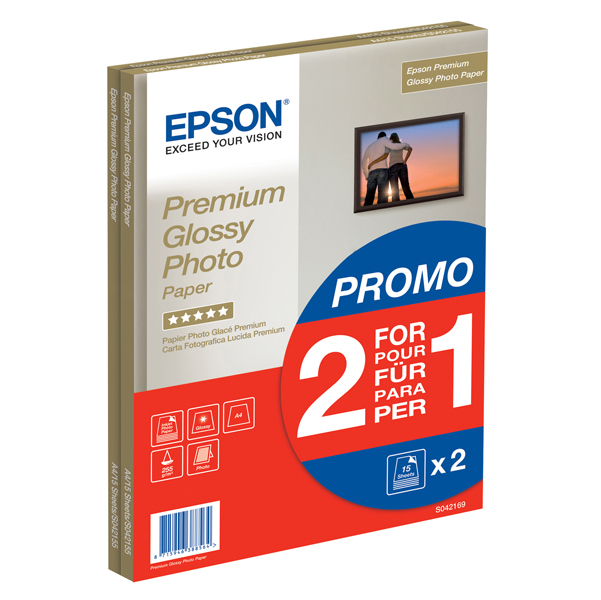 MD_EPSS042169 Epson - Premium Glossy Photo Paper - A4 - 2x 15 Fogli - C13S042169 - immagine 1